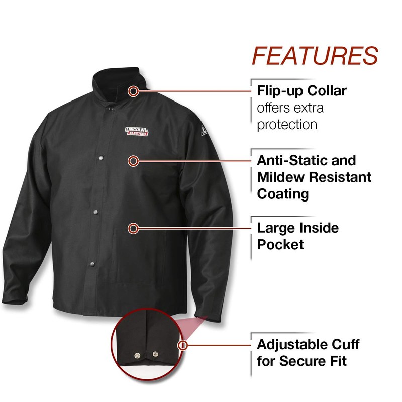 Lincoln Electric unisex adult Traditional FR Cloth Jacket, Black, X-Large