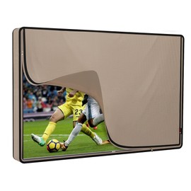 iBirdie Outdoor TV Cover 60 to 65 inch Waterproof, Cover Size 58" W x 37" H, Weatherproof, with Zipper for Outside Flat Screen 60 to 65 inch TV, Brown, 600D Thick Fabric Protector