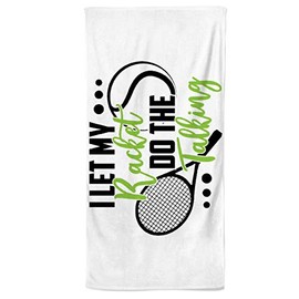 Power Towel The Cool Tennis & Sports Towel with a Message, Various Motivational Quotes, Size 50 cm x 100 cm, Powertowel Microfibre Cotton (I LET My Racket DO The Talking)