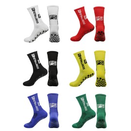 6 Pares Calcetines de Fútbol, Calcetas Antideslizantes, Transpirables y Duradero de Algodón Mid Crew, Calcetín Deportivas para Béisbol, Correr, Basquetbol, Running, Gym, Paquete de 6 Pares