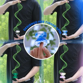 MAGICYOYO JoJo K3 Aurora-p, Professional Trick JoJo for Finger Spin, Responsive and Non-Reactive Yoyo for Beginners and Advanced, with 12 Yoyo Strings and Yo Yo Accessory Set (Blue White)