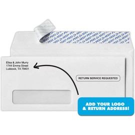 #10 Window Envelopes (4 1/8 x 9 1/2) - 24lb. Bright White - Return Service Requested (50 Qty.) | Perfect for Checks, Invoices, Letterhead, Letters, Statements | 75761-RETSER-50
