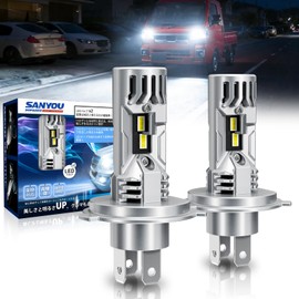 SUPAREE H4 LED Headlight, For Trucks, Explosion, 10 Times Brightness, For Cars, Bus, Large Cars, 20,000 Lumens, Hi/Lo Switching, Compatible with New Car Inspections, 6,500 K, DC 12 V, 24 V, Halogen Size, Triple Heat Dissipation, Quiet Fan, Long Life, High Luminescent LED Chip, IP68 Waterproof, Noise Resistance