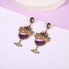 Mardi Gras Earrings Glitter Crystal Carnival Dangle Earrings for Women