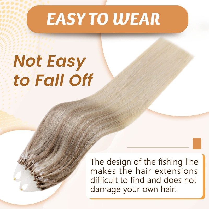 RUNATURE Micro Ring Real Hair Extensions 45 cm Blonde Balayage