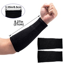 ANCIRS 21cm Cut Resistant Sleeves, Arm Protection, Dog Bite Safety, Gardening Sleeves, Kitchen Forearm Covers (Black, 1 Pair)
