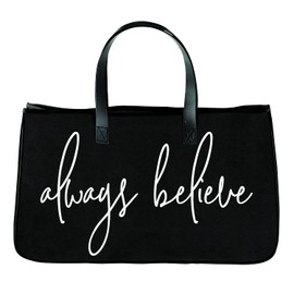 Creative Brands Faithworks-Inspirational Large Canvas and Leather Tote, 20 x 11-Inch, Always Believe