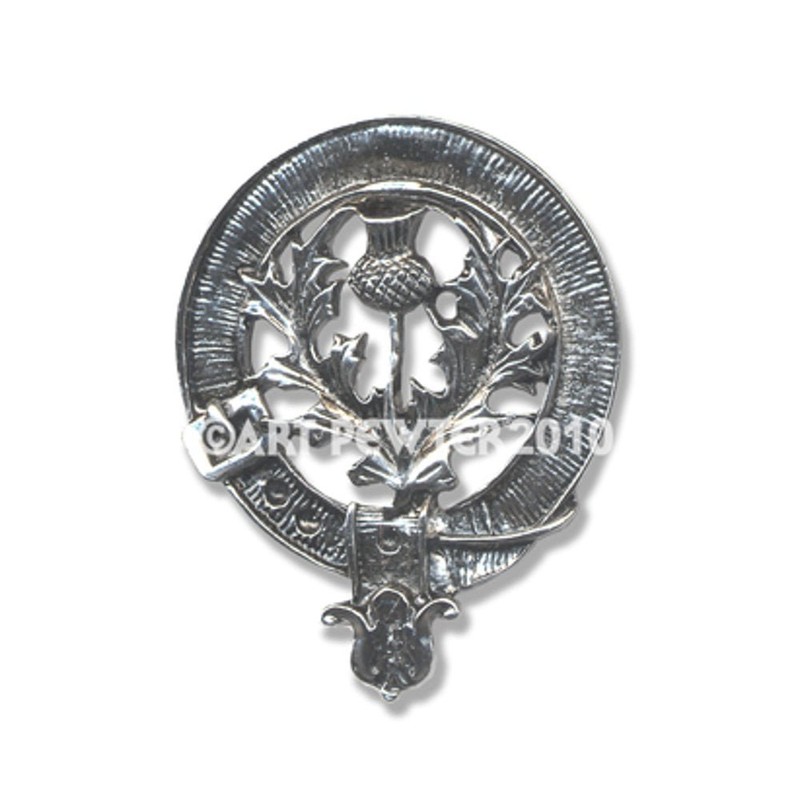 Art Pewter Scottish Thistle Clan Crest Black Hip Flask Box