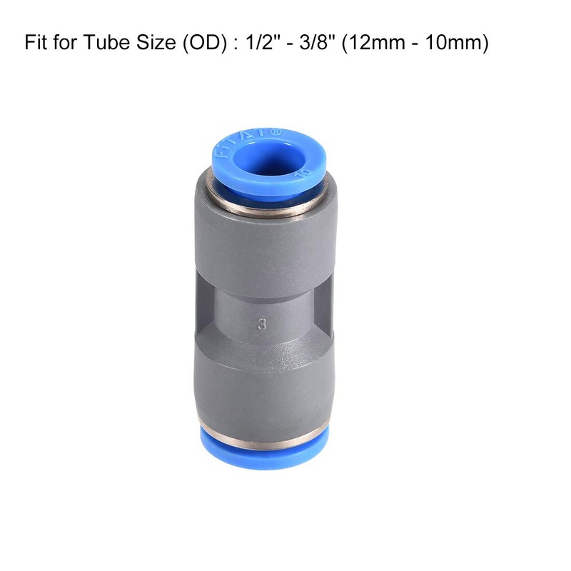 sourcing map Straight Push to Connector Reducer Fitting 12mm to