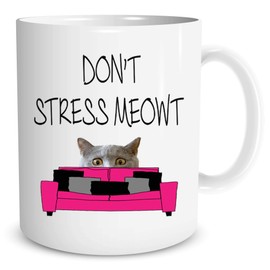 Novelty Funny Mugs Don't Stress Meowt Cat Mugs Cat Lovers Mugs Gifts WSDMUG540