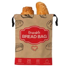 Eco-Friendly Bread Bag – Reusable RPET Fabric Storage Made from Recycled Plastic Bottles, Double-Layer Insulation, Durable Zipper Keeps Homemade & Store-Bought Bread Fresh – Machine Washable (Red)