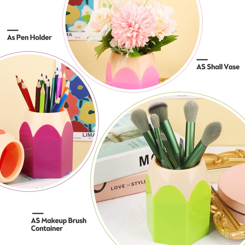 liuuuu 6 Pieces Plastic Pen Vase Pencil Pot, Pencil Shaped