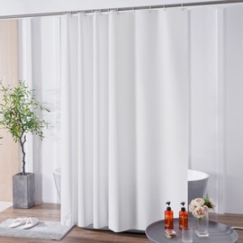 Scamzsure Plastic White Shower Curtain for Bathroom,Waterproof Curtains with Weighted Stone and Rustproof Metal Grommets,48x72 Inch