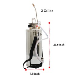 LiGuVCY Heavy Duty Stainless Steel Sprayer, 2 Gallon Pump Sprayer, 8L Stainless Hand Pump Sprayer for Lawn, Garden Watering, Floor Cleaning (20 Wand & 3FT, Silver)