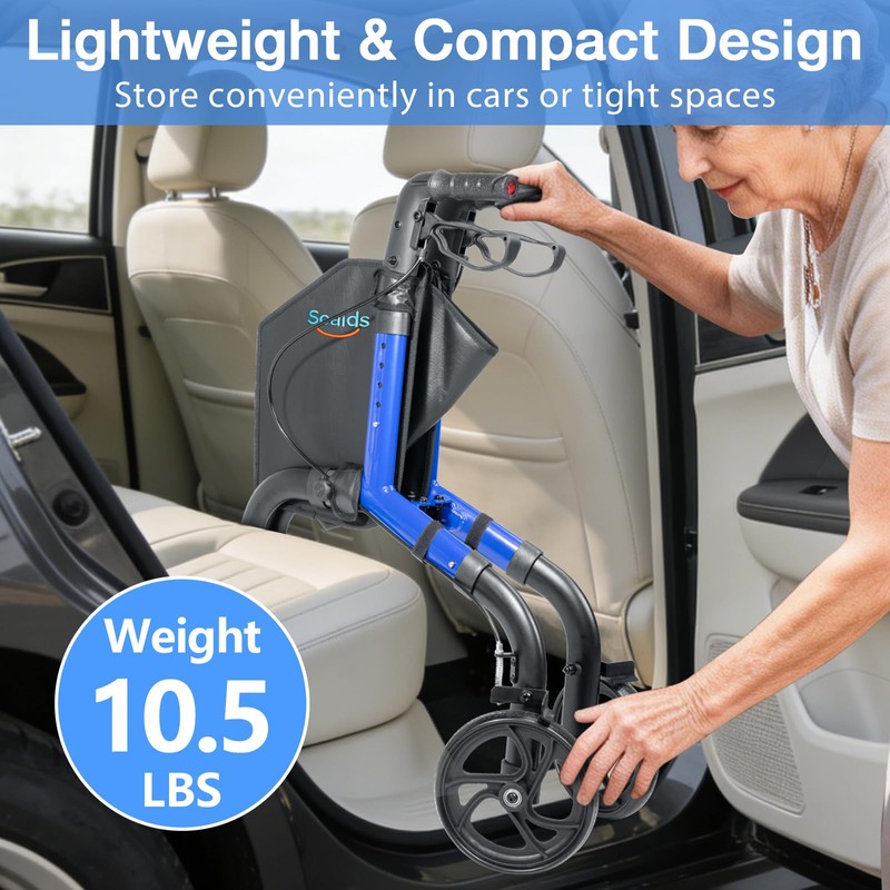 Soaids 3 Wheel Walkers for Seniors, Lightweight Foldable Rolling Rollator