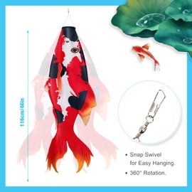 Realistic Fish Windsock Red Fish Windsock Red Koi Fish Outdoor Decor Windsock Flag Hanging Decor for Wall Tree Front Patio Lawn Garden, Thanksgiving Day & Christmas Decoration, 46 Inches (1 Piece)