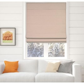 Arlo Blinds Thermal Room Darkening Fabric Roman Shades, Color: Oatmeal Textured, Size: 29.5" W X 72" H, Cordless Lift Window Blinds