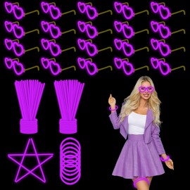 YOFOBU 100PCS Purple Glow Sticks Party Favors with 20PCS Glow Glasses(For 60 Glow Bracelets&20 Heart Glasses),Glow In The Dark Party Supplies Neon Party Decor for Christmas Valentines Day Wedding