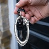 Silver Zinc Alloy Double Star Push Button Large Keychain, Cute