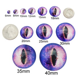50PCS 6MM Round Glass Dragon Cat Eye Craft Cabochon Cameo for Jewelry Bezel Setting or Doll Eyes Crafts Making