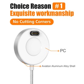 AGVEE USB(3.3ft) Aluminium Alloy Charger Dock Data Sync Charging Station Compatible with Garmin Watches Vivoactive 3 4, Fenix 8 7 6 5, Forerunner, Instinct, Venu, Tactix, D2, Quatix, Silver