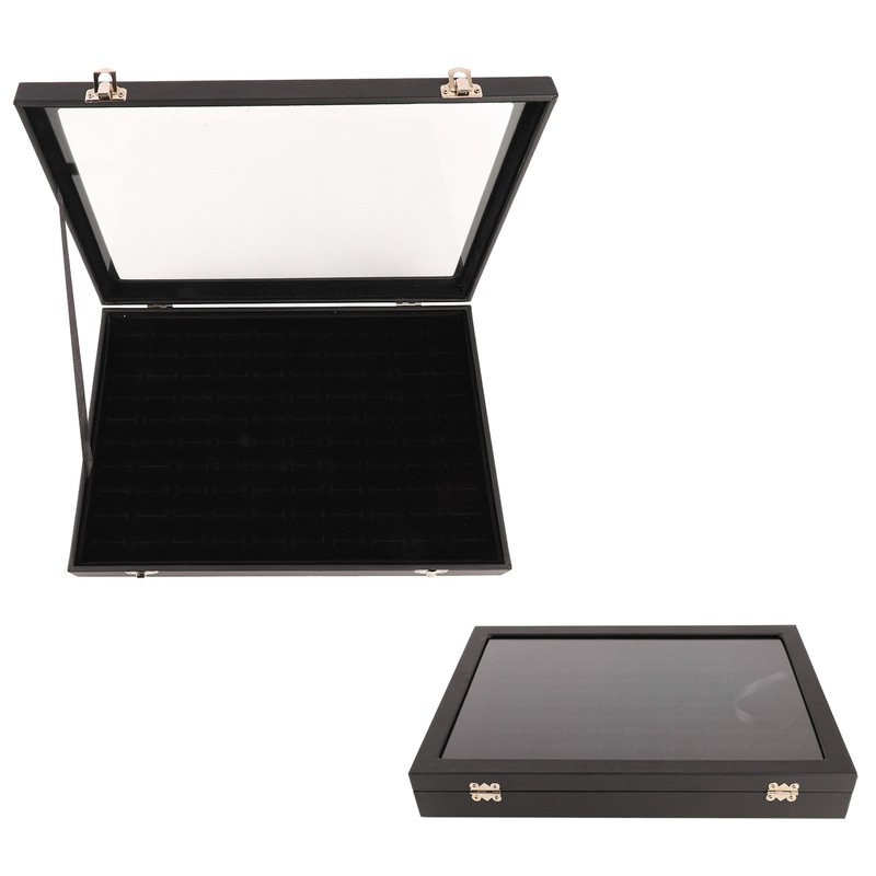 Ring Display Case Organizer with Transparent Lid 100 Slot Jewelry