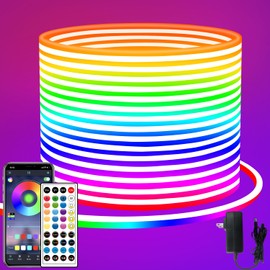 segrass LED neon Lights Strip 66ft,DC 24V RGB LED neon Light Strip APP Remote Controls Control Waterproof Flexible Neon LED Rope Lights for Bedroom,Playroom,Outdoors Decor