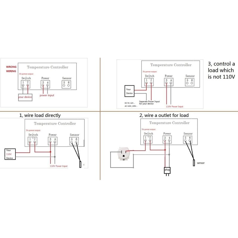 bayite AC 110V Fahrenheit Digital Temperature Controller 10A 1 Relay