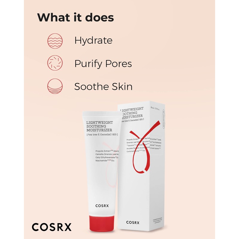COSRX AC Collection Lightweight Soothing Moisturiser, 80 ml, Aloe Vera