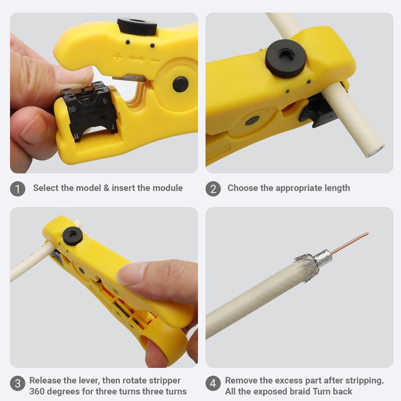 Professional Coax Cable Crimper Kit with Wire Stripper & RG6