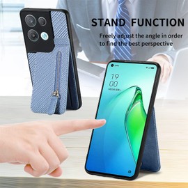 SIYOPINPFY Case for OPPO Reno8 5G Case with Credit Card Holder, Cover for OPPO Reno 8 5G Leather Flip Case with Card Slots Shockproof Protective Wallet Zipper Case for OPPO Reno8 5G Blue SDL