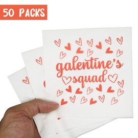 Galentines Squad Napkins, Happy Galentines Day Napkins, Girls Ladies Galentine’s Day Decorations for Valentines Decor(5 x 5 In, 50-Pack)