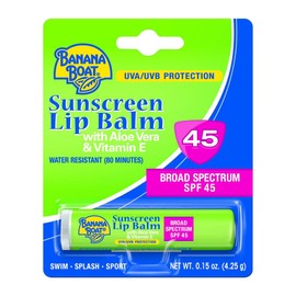 Banana Boat Sunscreen & Care Aloe Vera with Vitamin E Broad Spectrum Lip Balm - SPF 45, 0.15 Oz