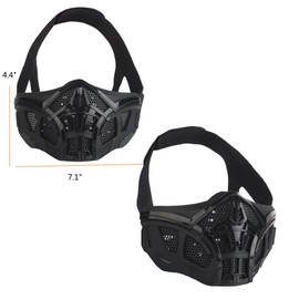 Airsoft Half Face Masks, Half Lower Steel Mesh Airsoft Protective Gear Breathable Silicone Lining Mesh Cover for Adult Men Women BBS Airsoft Shooting CS Survival Games (Black)