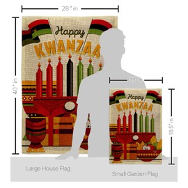 Ornament Collection Gather Kwanzaa Burlap Garden House Flag Kit Black History Kinara Candles Celebrates African Americans Heritage Decoration Banner Small Yard Gift Double-Sided, Made in USA