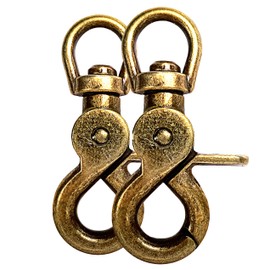 Scissors Carabiner Hook with Swivel Joint / Swivel Head for Dog Lead / Neck Strap Set of 2 Alloy Steel 61 mm Length Also for Paracord 550 / Key Pendant Colour: Antique Gold Look