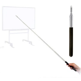 DAITET Telescopic Teachers Pointer,Teaching Pointer Stick for Classroom,Metal Hand Retractable Pointer Extended Length 39Inch, Handheld Presenter Whiteboard Pointer (Flet Black)