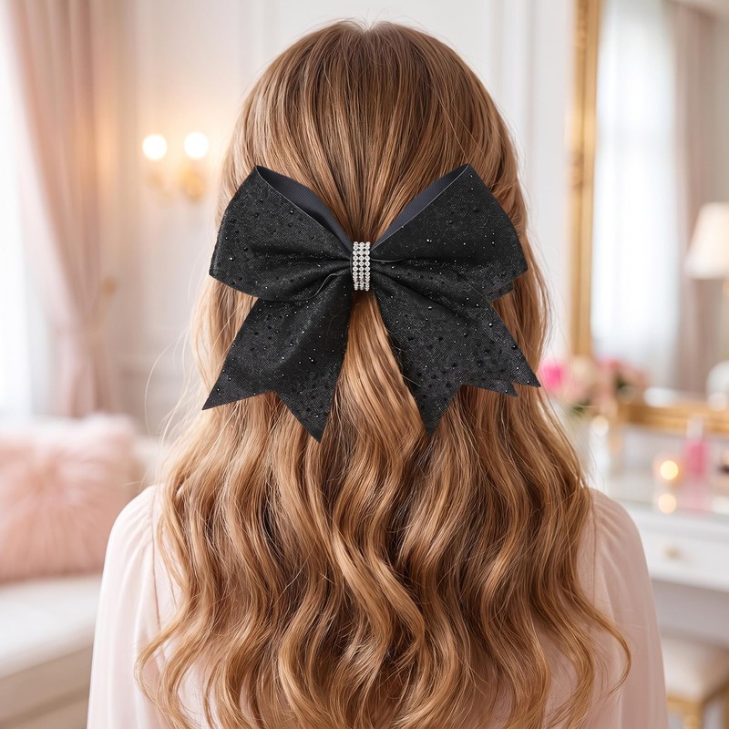 7 Inch Large Glitter Cheer Bows for Girls Women with