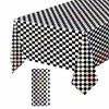 FALIZIFU 1 Pack Black and Iridescent Checkered Tablecloth Shiny Disposable