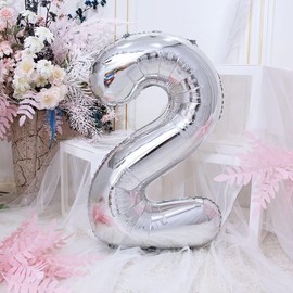 Vthoviwa 40 Zoll/18 Farbens Luftballon Zahlen 10 Silbrig, Luftballon 10. Geburtstag Foil Ballon, 0-90 Folienballon 10 Party Dekoration Helium Unterstützen