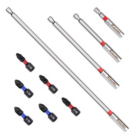 ColumPRO 10PCS Magnetic Bit Holder Set, 300 MM丨150 MM丨100MM丨60MM Bit Holder for Impact Driver Bits with 3*PH2 + 3*PZ2 Impact Driver Bits
