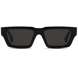 TruFabV Small 90s Retro Rectangle Sunglasses for Women Men Vintage Fashion Square Sun Glasses (Black)