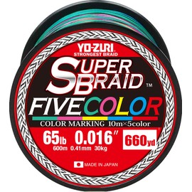Yo-Zuri Superbraid 660 yd Floating Braid, 5-Color, 65 lb