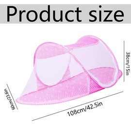 Toddler Baby Mosquito Net Tent - Foldable Baby Crib Portable Self-supporting Zip Baby Travel Bed Crib Mosquito Net with Suitable Family Outdoor Travel (Pink 110 x 65 x 60 cm)