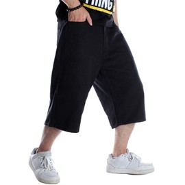 Kinghua Mens Baggy Jean Shorts Casual Loose Fit Hip Hop Skateboard Denim Shorts (36, Black 109-1)