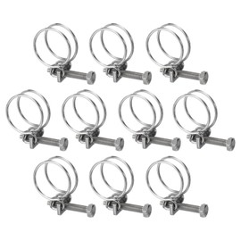 sourcing map 10Pcs Double Wire Hose Clamp, 25-29mm Adjustable Stainless Steel Wire Hose Clips with M6 Bolt for Dust Collection Hose, Pump Hose Pipe