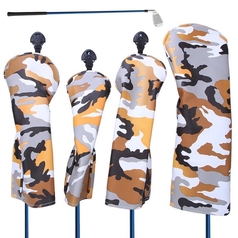 4PCS PU Leather Camouflage Waterproof Thicken Lining Golf Putter Head