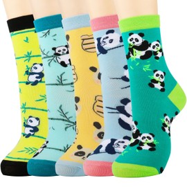 Jeasona 5 Pairs Panda Socks Women Cute Panda Gifts for Women Lovers Girls Mom Fun Funny Socks Animal Print Cotton Christmas Birthday Gifts Decor