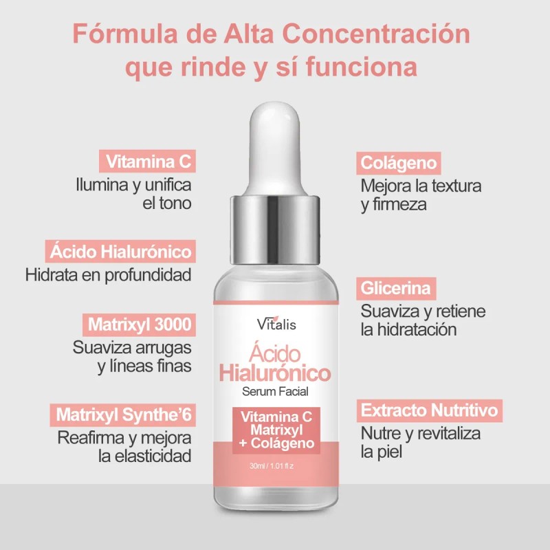 Serum Vitamina C + Acido Hialuronico Antiedad Antimanchas