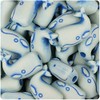 BeadTin Ivory & Blue Antique 24mm Whale Pony Beads (24pcs)